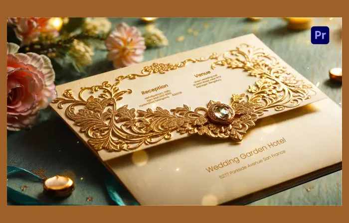 Elegant 3D Golden Jewelry Theme Wedding Invitation Card Slideshow